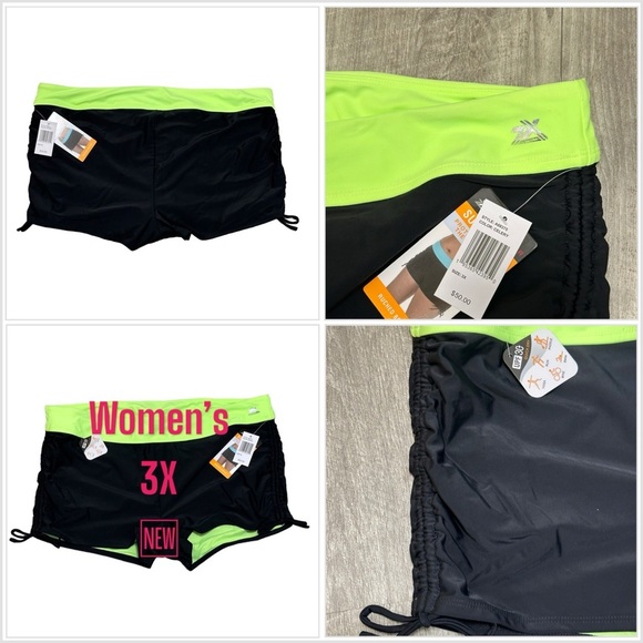 Zeroxposur 3X Swim Shorts Hybrid Trunks Boxers Black Swimwear Ruched Boardshort - Picture 1 of 8